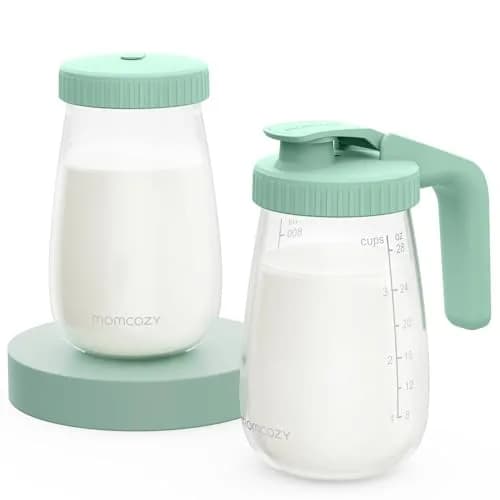Momcozy Glass Breast Milk Pitcher 946ml (32oz) | Heat-Resistant, Leak-Proof, BPA-Free — Green / 32 Ounce