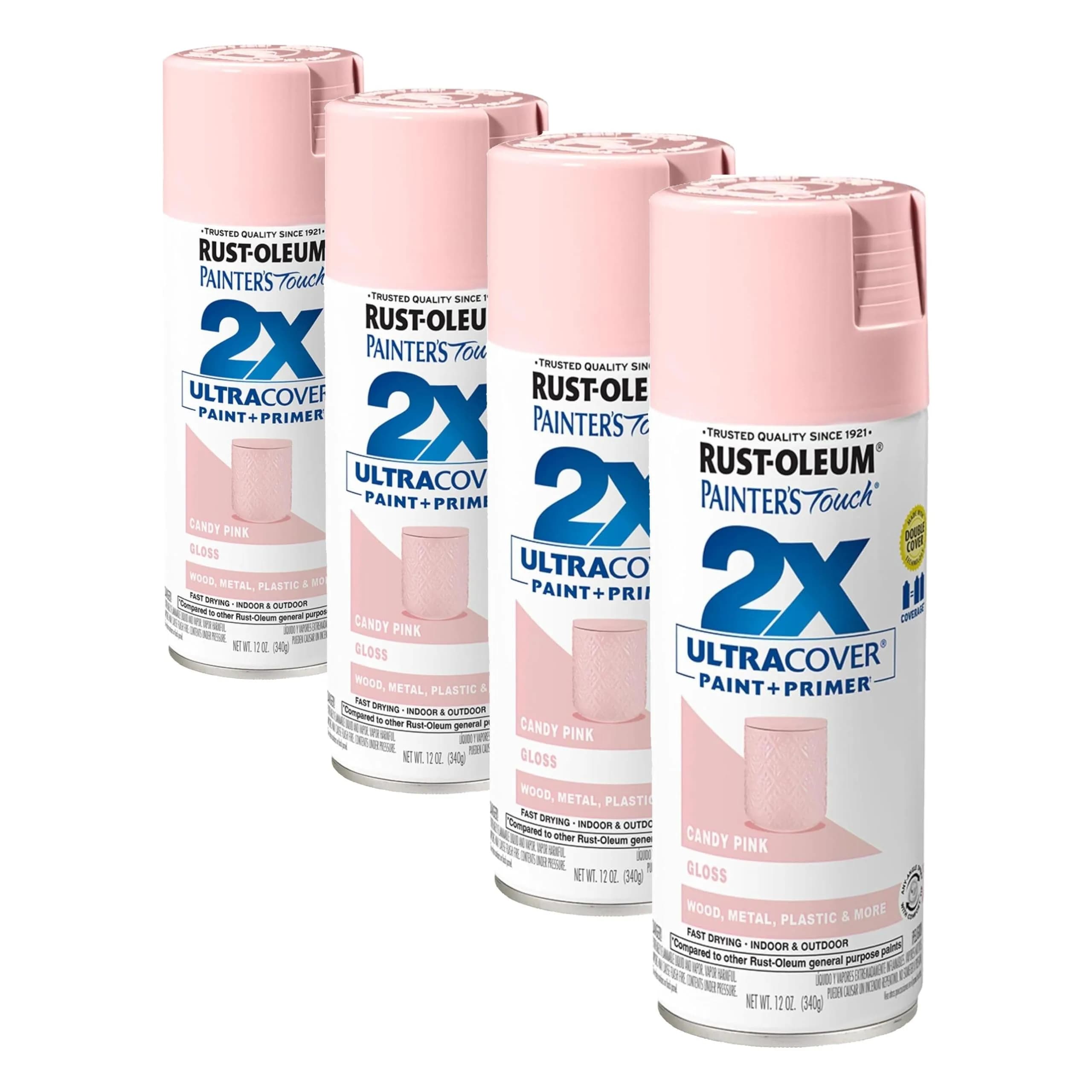 Rust-Oleum Painter's Touch 2X Ultra Cover Spray Paint, Gloss Candy Pink, 12 Oz (4 Pack) - main product image