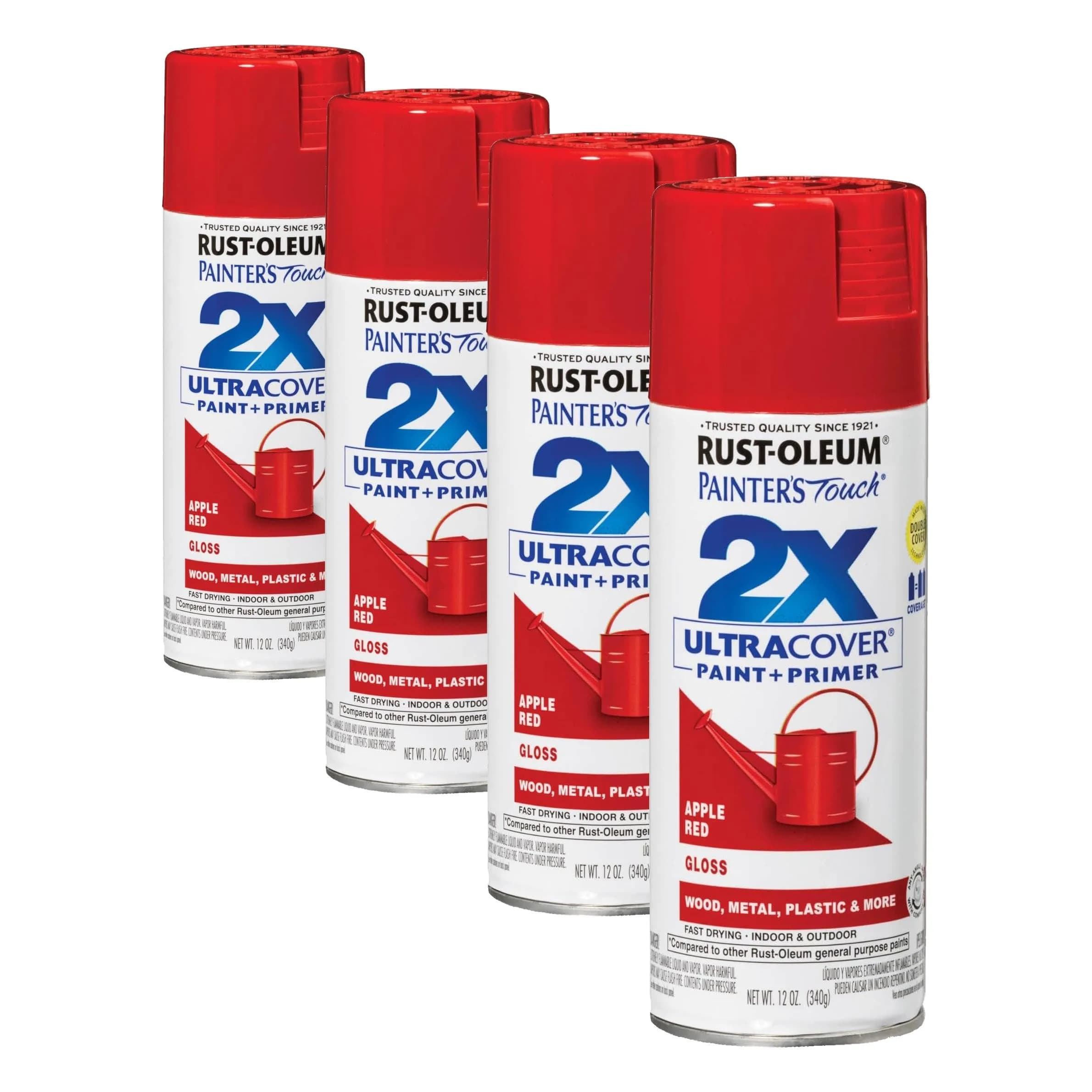 Rust-Oleum Painter's Touch 2X Gloss Apple Red Spray Paint - 12 Oz Cans (4 Pack) - main product image
