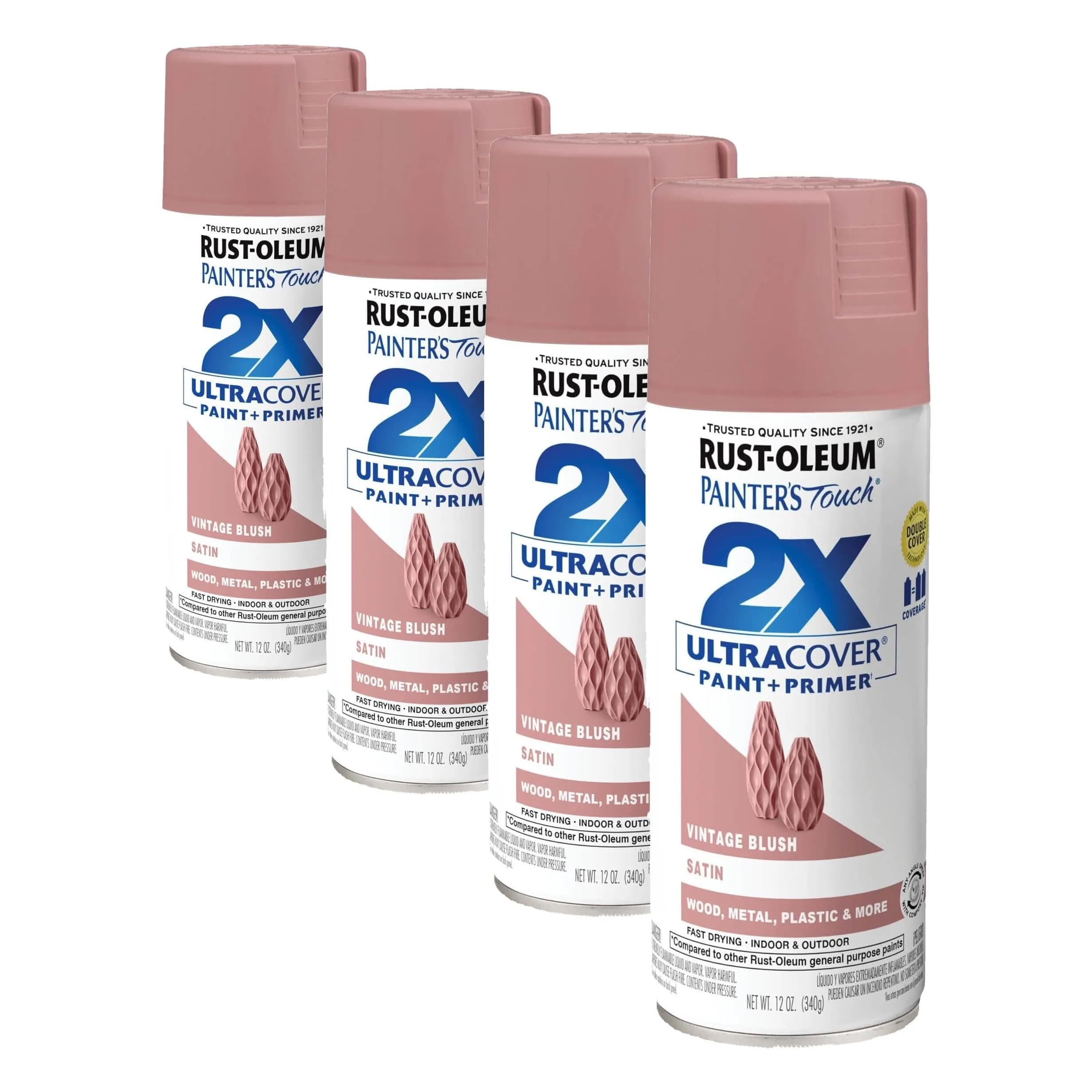 Rust-Oleum Painter's Touch 2X Satin Vintage Blush Spray Paint - 12 Oz, 4 Pack - main product image