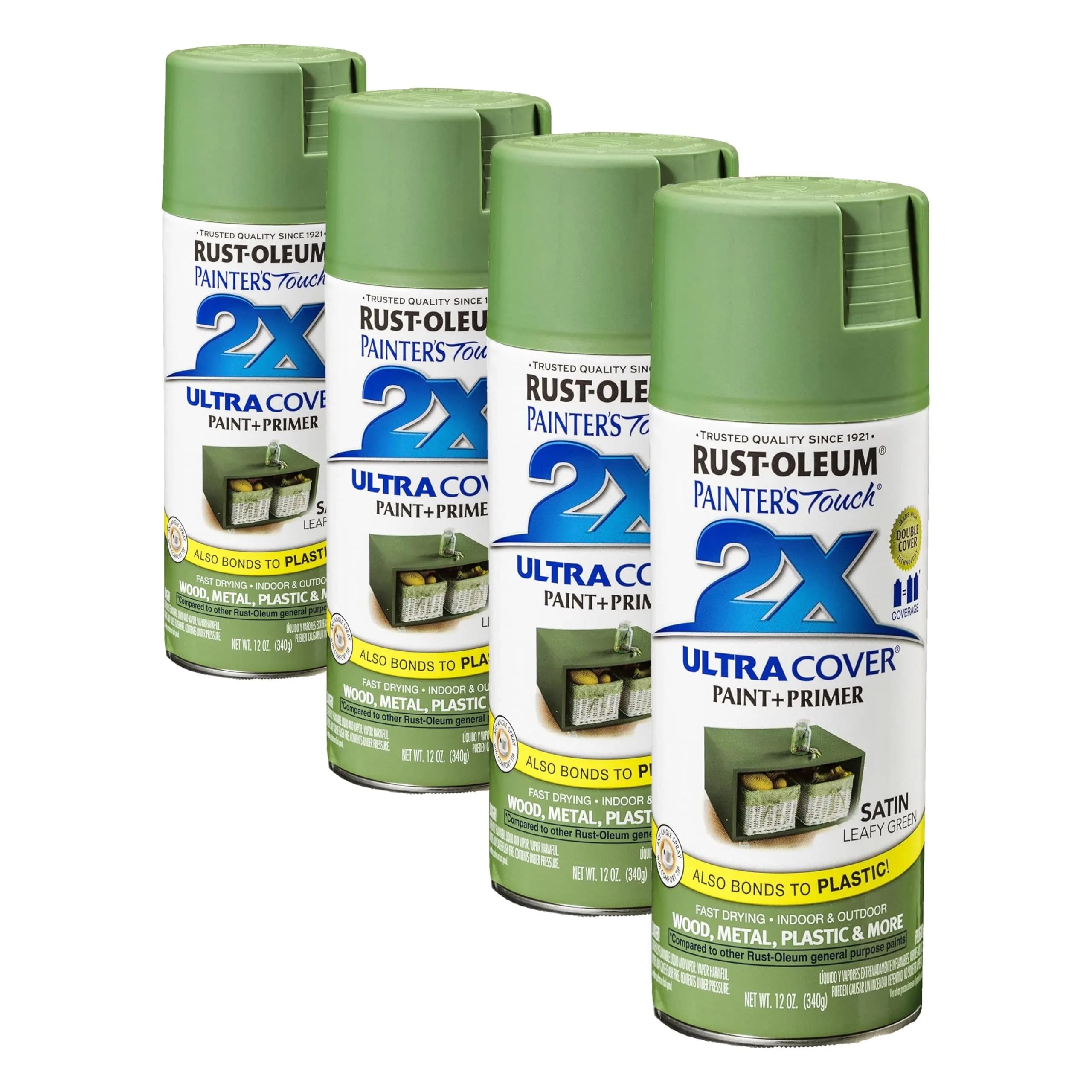 Rust-Oleum Painter's Touch 2X Satin Leafy Green Spray Paint - 12 Oz Cans (Pack of 4) - main product image