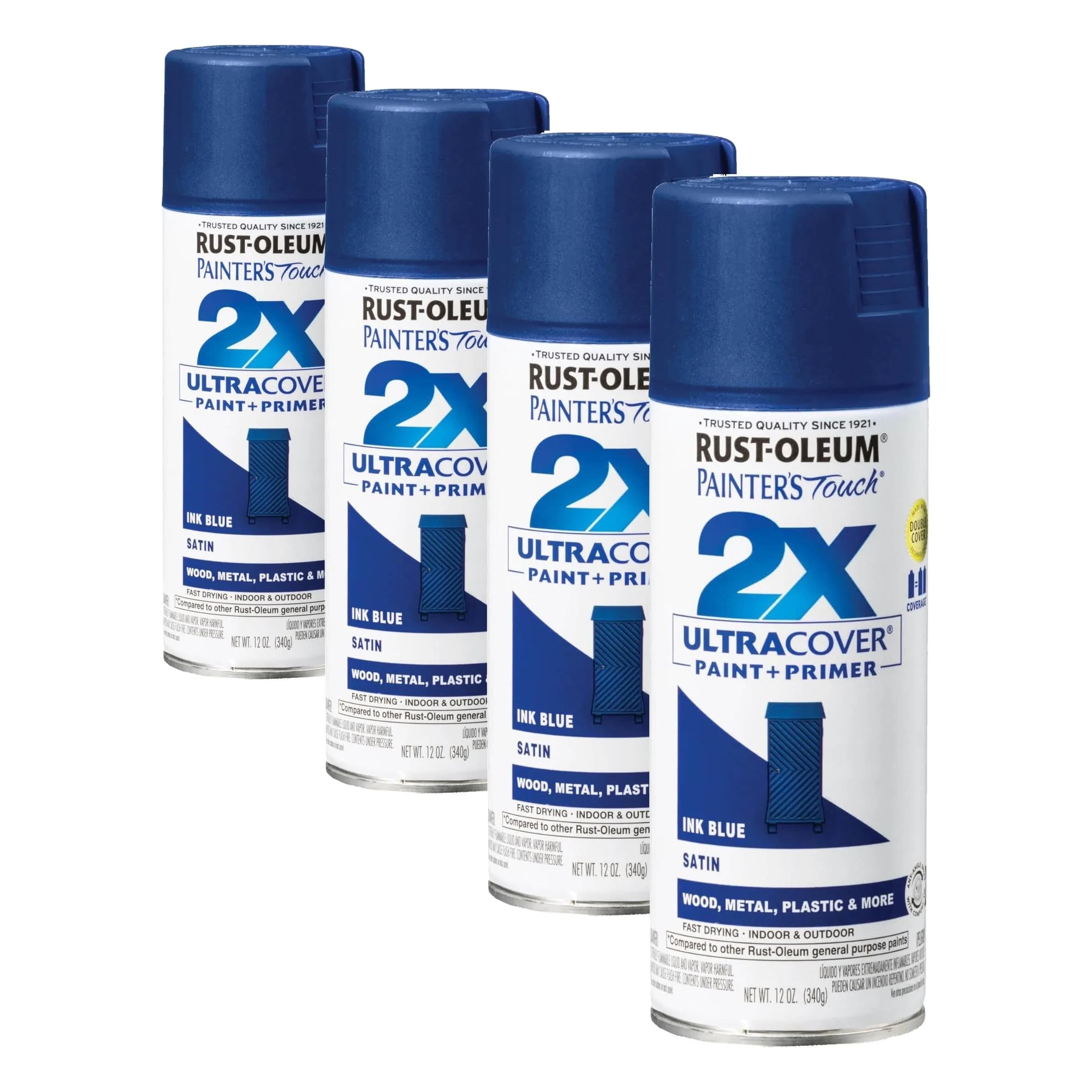 Rust-Oleum Painter's Touch 2X Ultra Cover Spray Paint, Satin Ink Blue, 12 Oz - 4 Pack - main product image