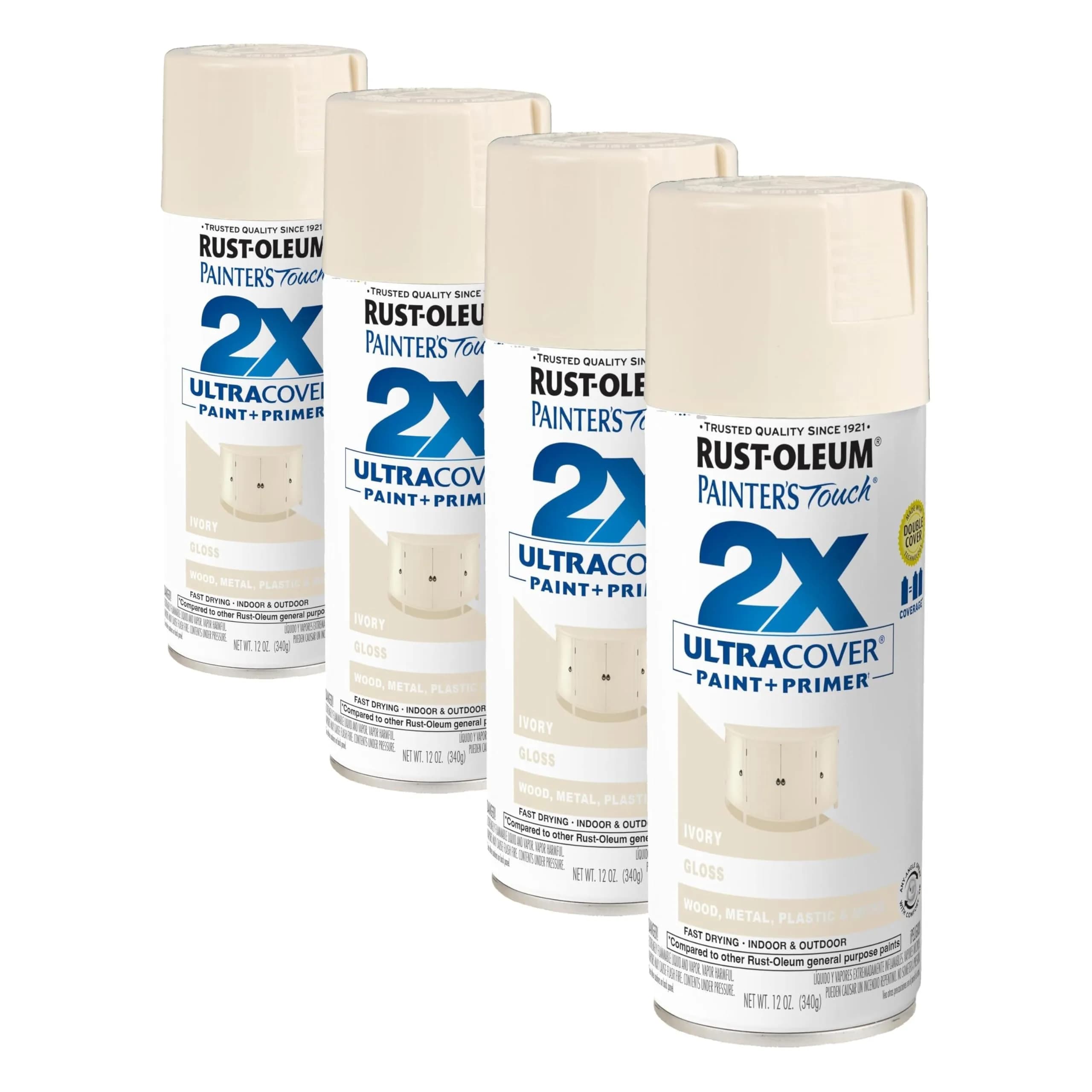 Rust-Oleum Painter's Touch 2X Spray Paint, Gloss Ivory, Satin Finish, 12 Oz (Pack of 4) - main product image