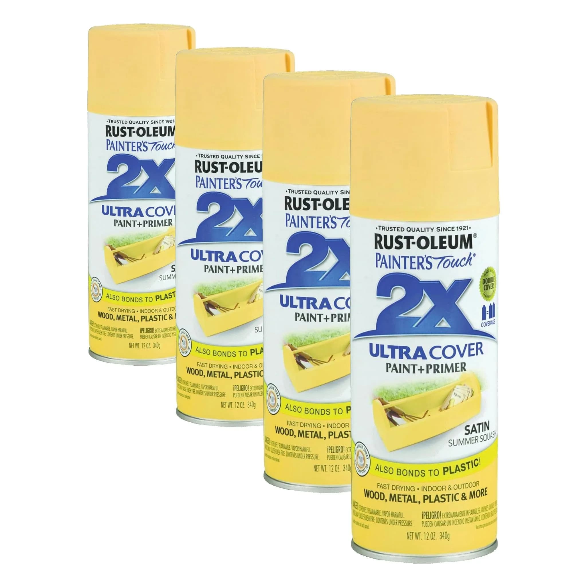 Rust-Oleum Painter's Touch 2X Satin Summer Squash Spray Paint, 12 Oz (4 Pack) - main product image