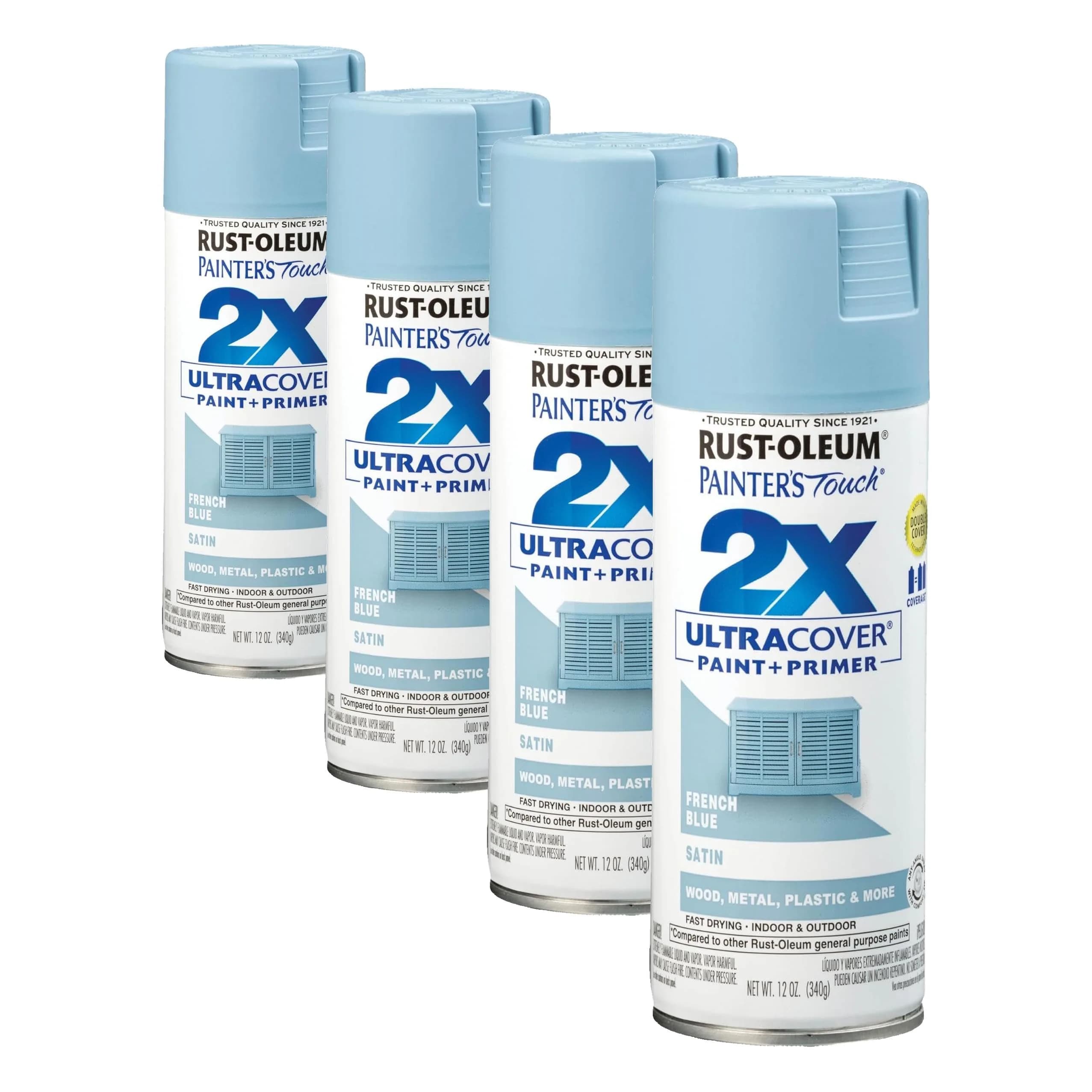 Rust-Oleum Painter's Touch 2X Satin French Blue Spray Paint, 12 Oz (4-Pack) - main product image