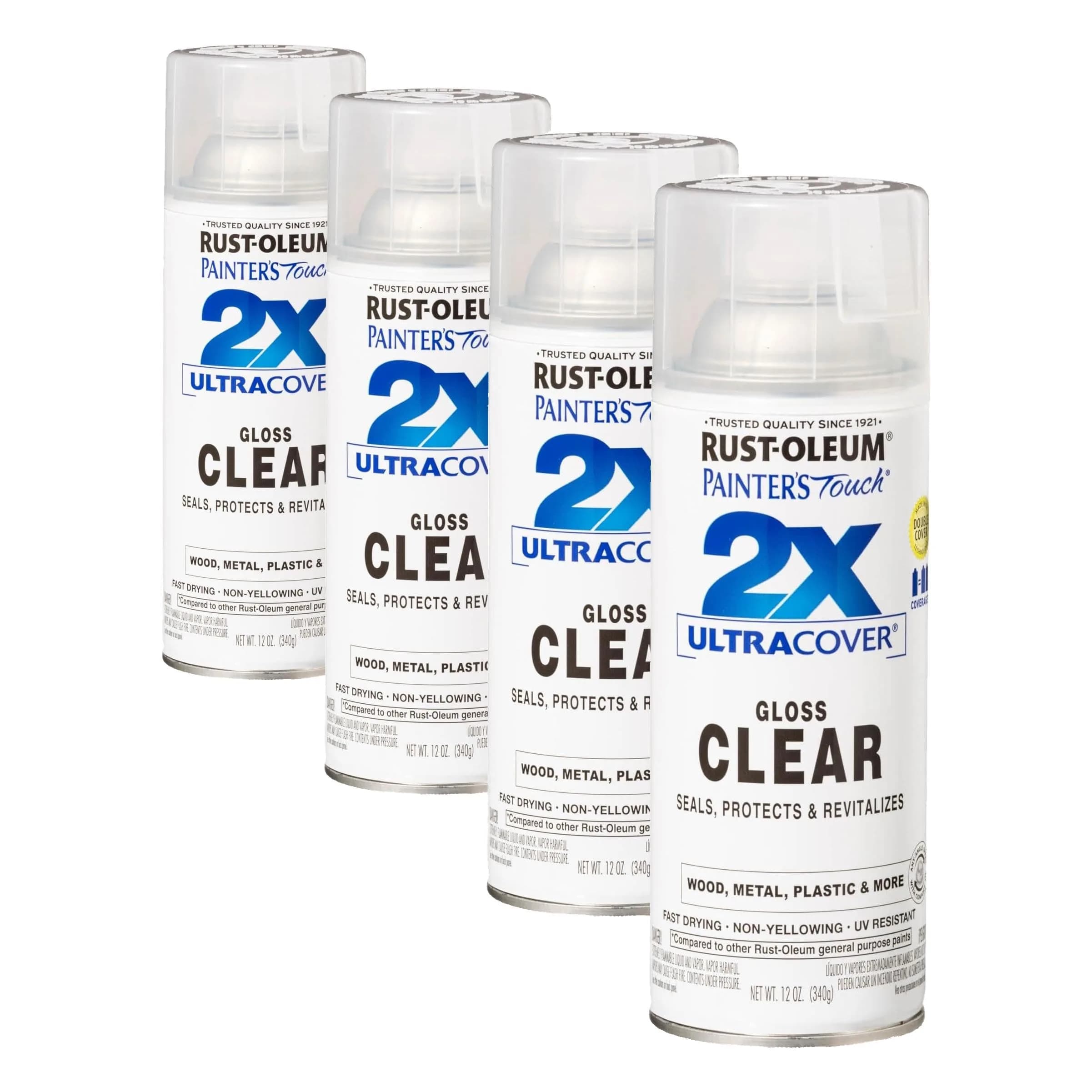 Rust-Oleum Painter's Touch 2X Ultra Cover Spray Paint, Gloss Clear, 12 Oz (Pack of 4) - main product image