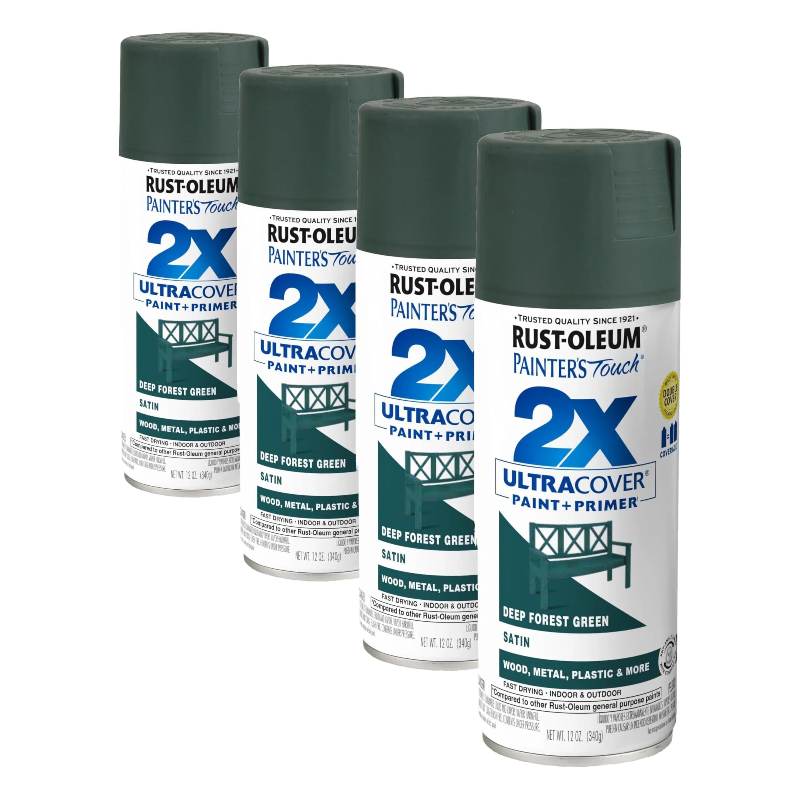 Rust-Oleum Painter's Touch 2X Satin Deep Forest Spray Paint - 12 Oz Cans (4 Pack) - main product image
