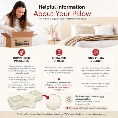 Therapeutica Ergonomic Cervical Pillow for Neck Pain Relief | Firm Molded Foam Support for Back & Side Sleepers thumbnail 9