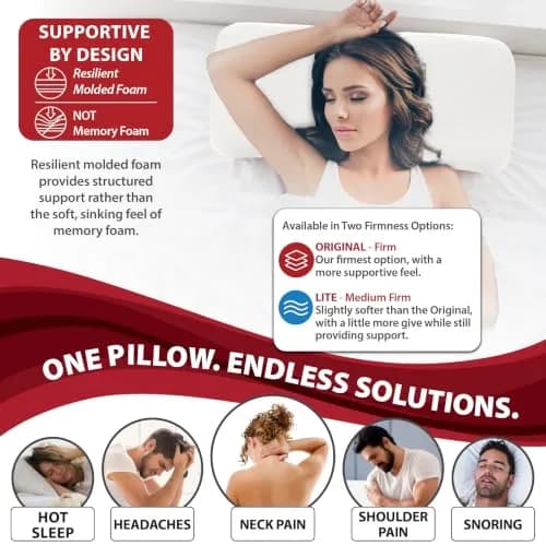 Therapeutica Ergonomic Cervical Pillow for Neck Pain Relief | Firm Molded Foam Support for Back & Side Sleepers thumbnail 2