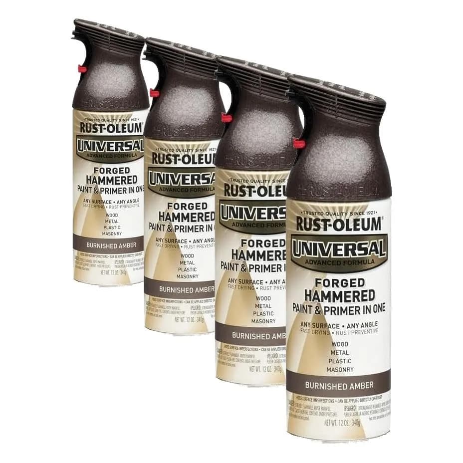 Rust-Oleum Universal All Surface Burnished Amber Hammered Topcoat Spray Paint, 12 oz (Pack of 4) - main product image