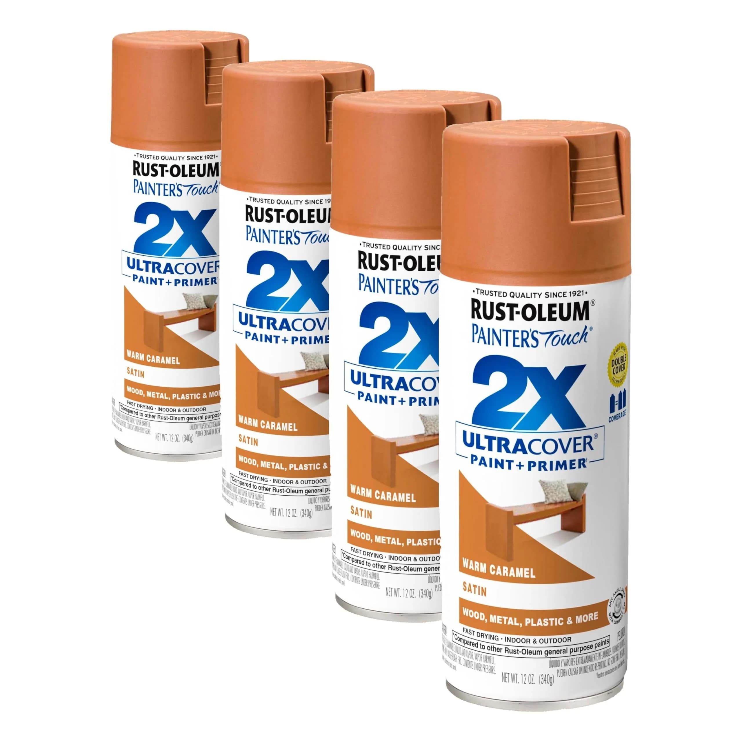 Rust-Oleum Painter's Touch 2X Satin Warm Caramel Spray Paint, 12 Oz (Pack of 4) - main product image