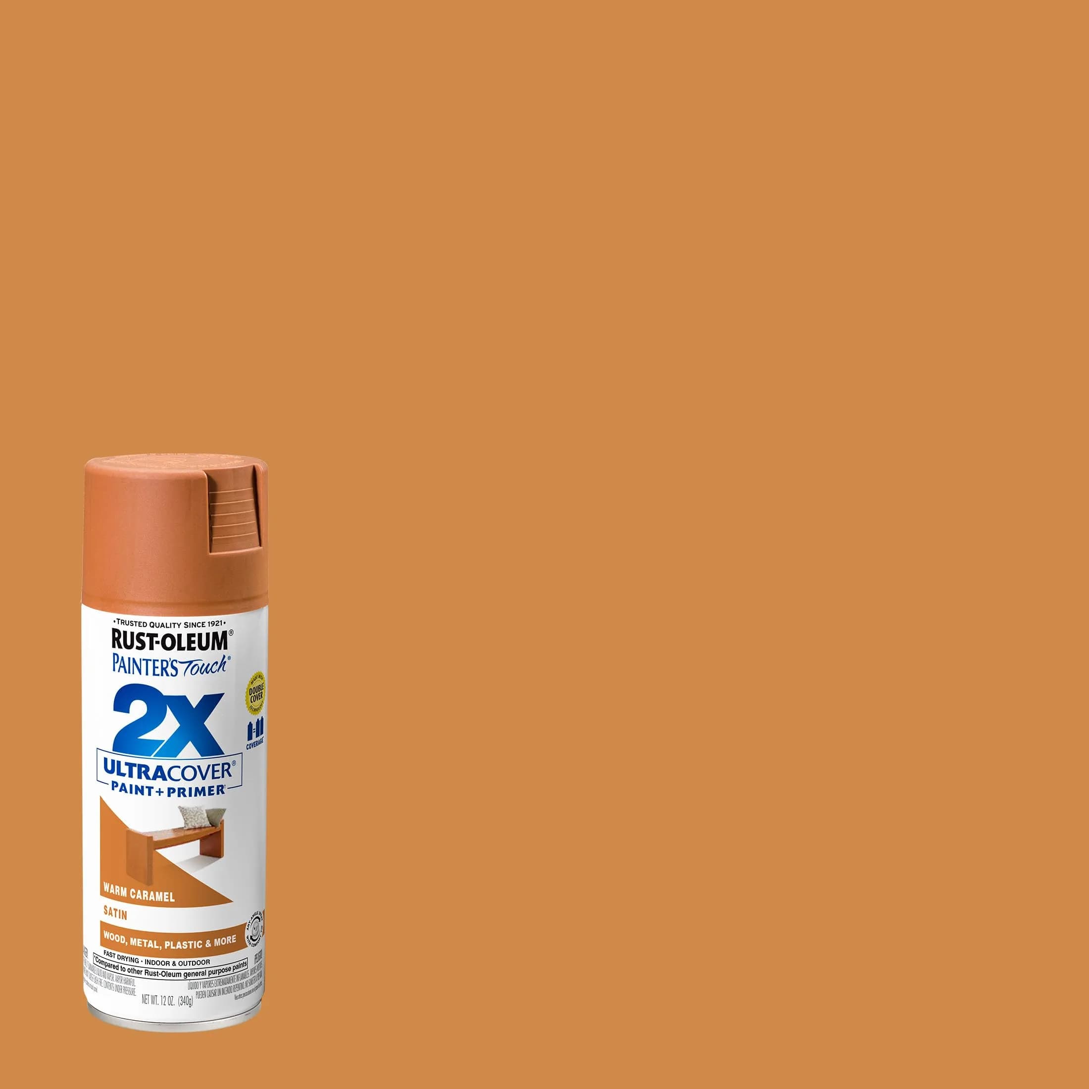 Rust-Oleum Painter's Touch 2X Satin Warm Caramel Spray Paint, 12 Oz (Pack of 4) - view 2