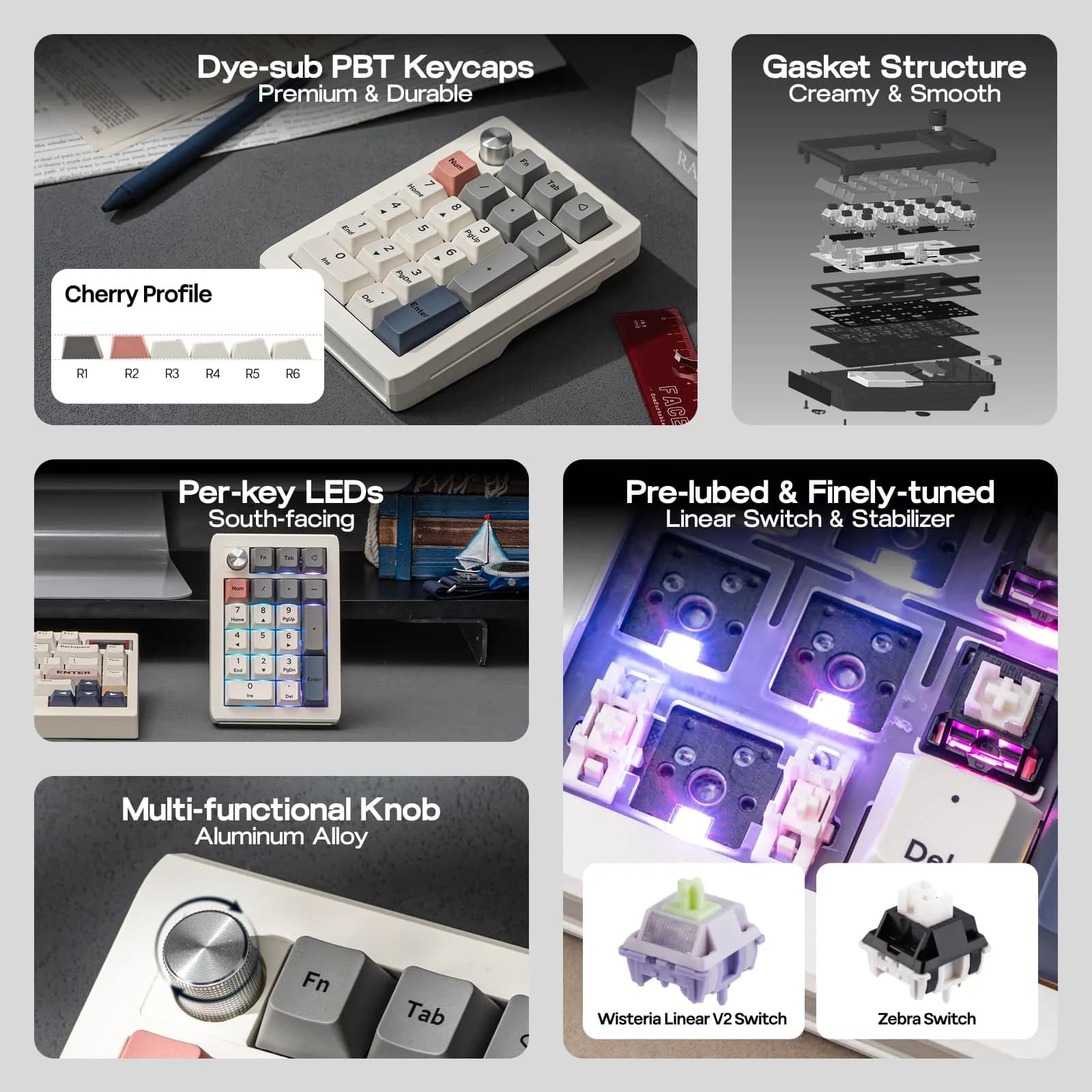EPOMAKER EK21 VIA Gasket Number Pad with Knob, 20 Keys, 1000mAh Battery | PC Gaming Numpad for Windows & Mac - view 5