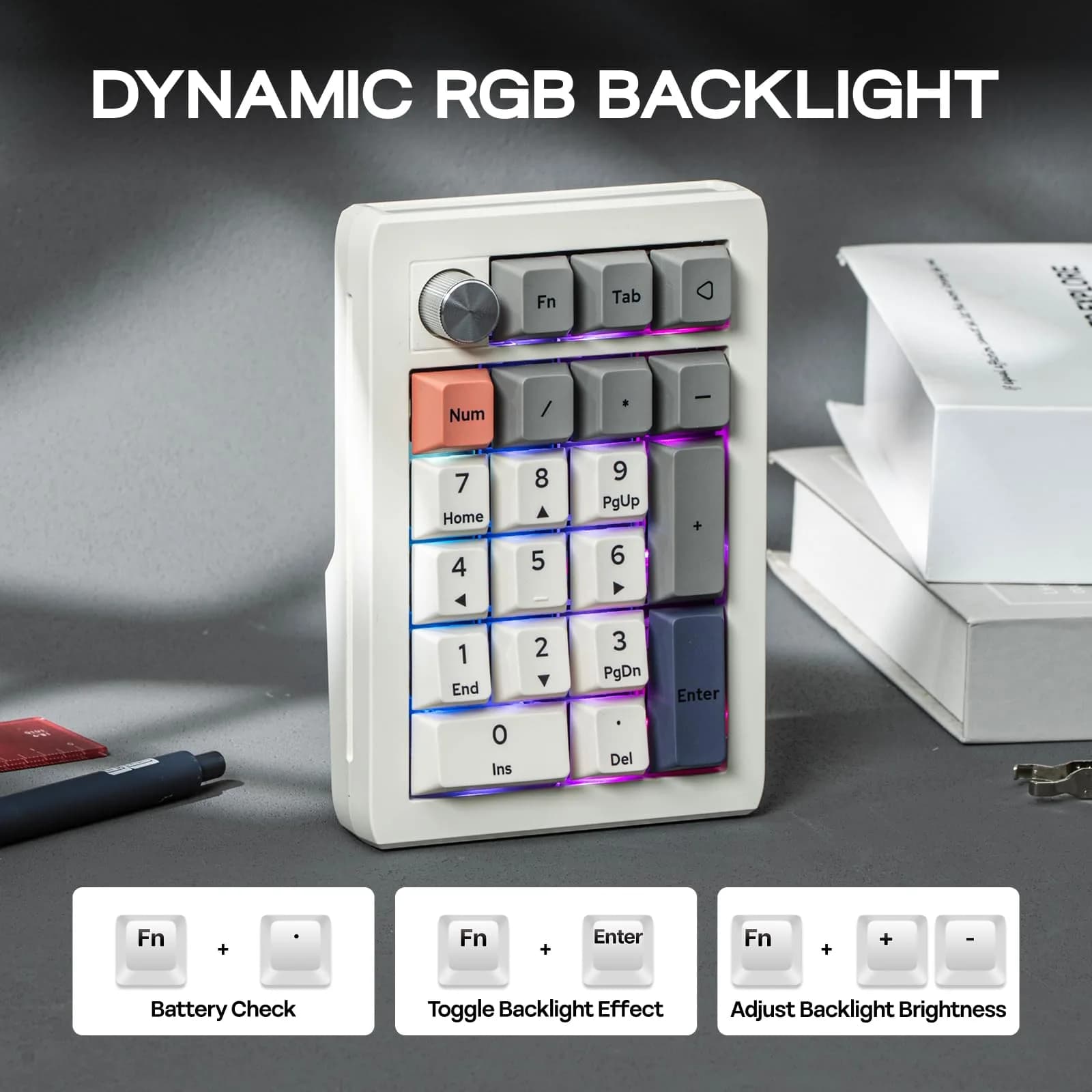 EPOMAKER EK21 VIA Gasket Number Pad with Knob, 20 Keys, 1000mAh Battery | PC Gaming Numpad for Windows & Mac - view 6