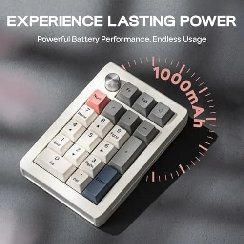 EPOMAKER EK21 VIA Gasket Number Pad with Knob, 20 Keys, 1000mAh Battery, BT 5.0/2.4GHz/Wired, Retro White | PC Gaming Numpad thumbnail 7