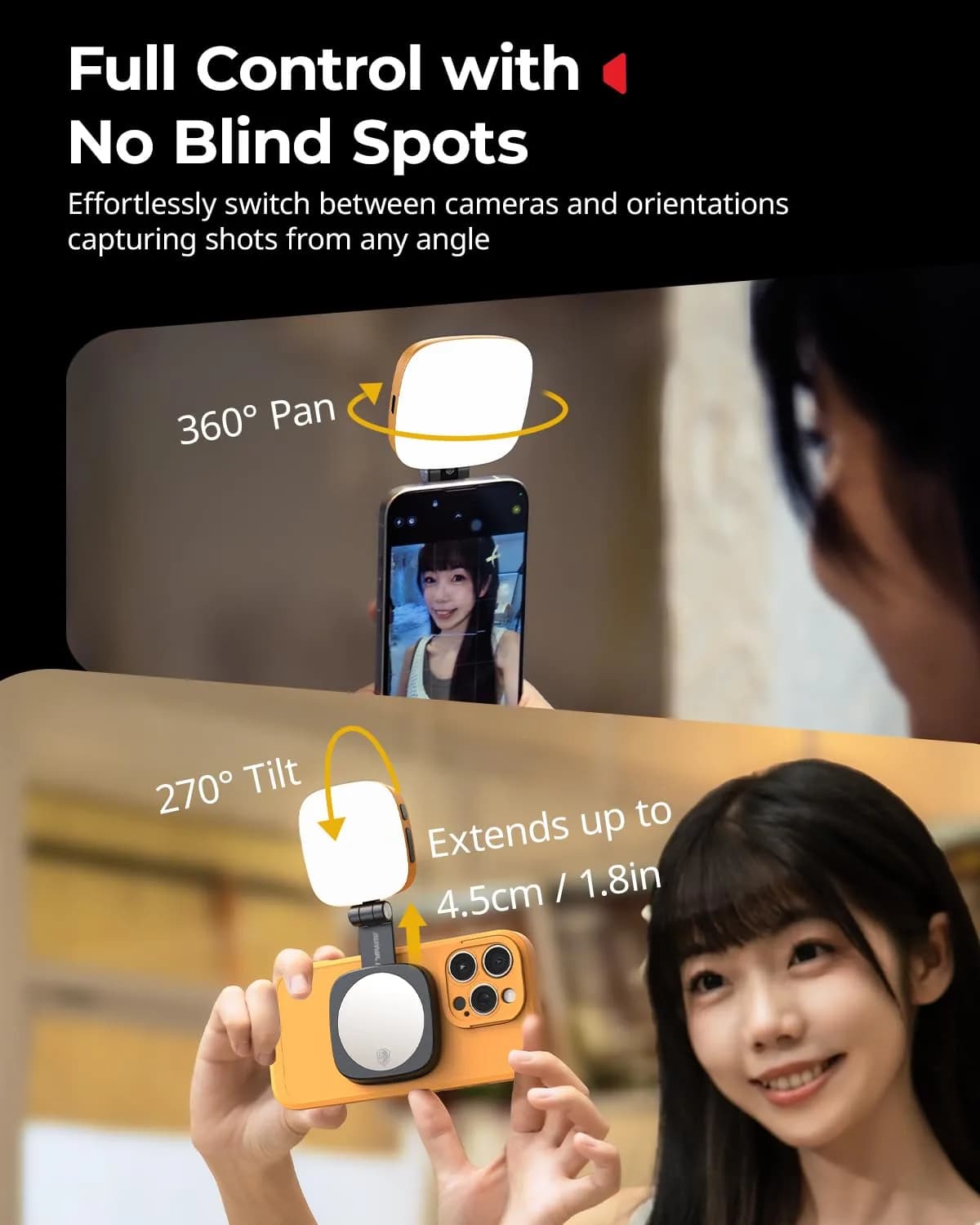 SmallRig Vibe P48 LED Video Light with Mirror | Magnetic Mount, 2700K-5600K Bi-Color, 360° Coverage - view 5