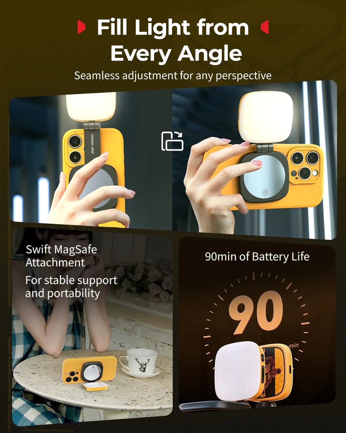 SmallRig Vibe P48 LED Video Light with Mirror | Magnetic Mount, 2700K-5600K Bi-Color, 360° Coverage - view 3