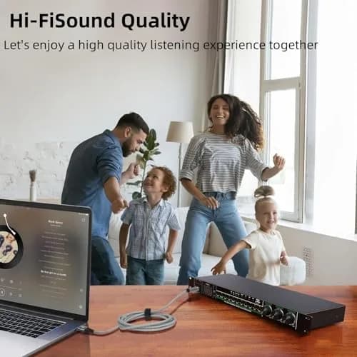 NCGGY USB to 6.35mm 1/4 inch TRS Audio Stereo Cable 10FT | High Fidelity 24bit/96KHZ, Gold-Plated Connectors thumbnail 4