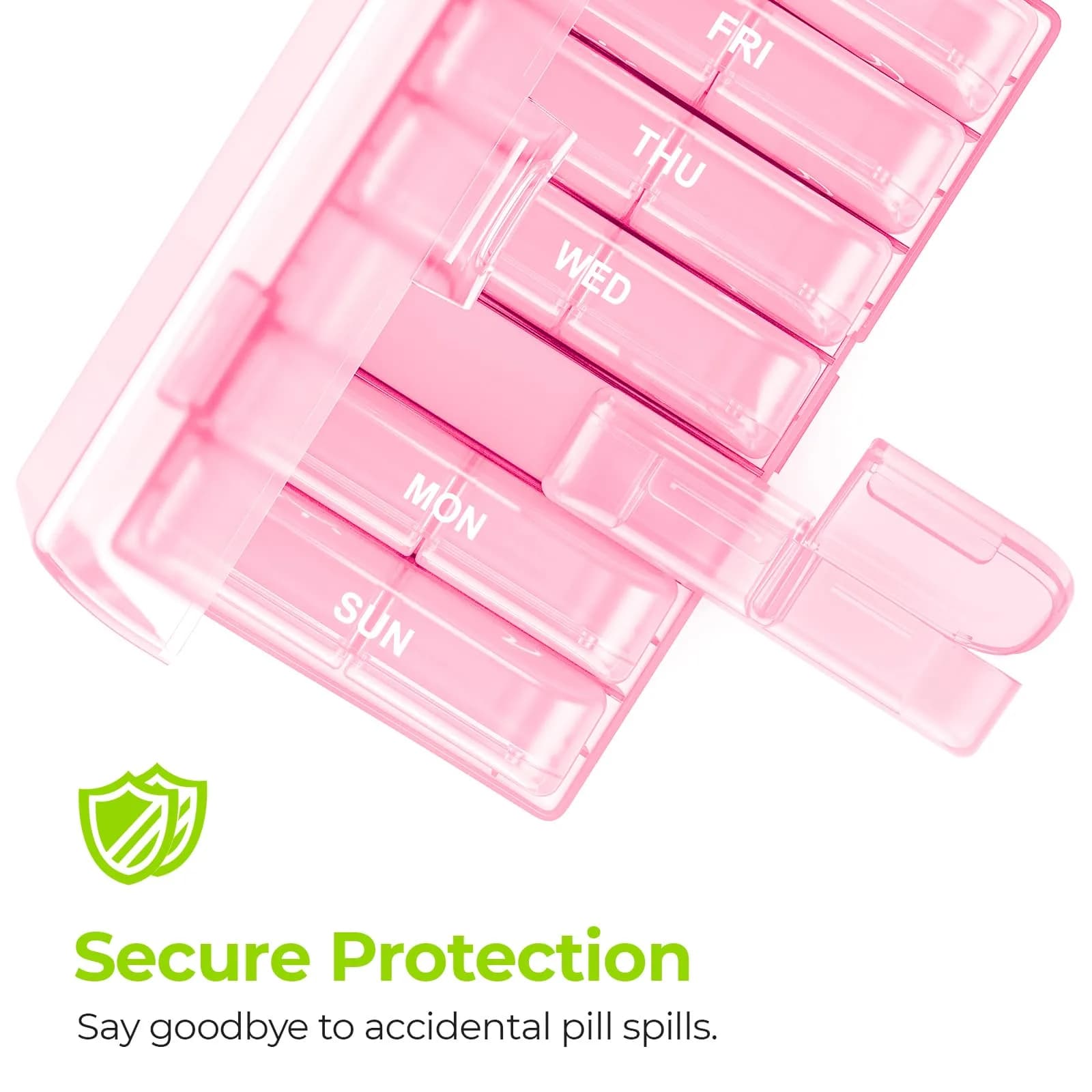 AUVON XL Weekly Pill Organizer Sakura Pink | Easy Open Large Compartments for Vitamins & Supplements - view 4