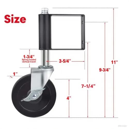 LIBEROLL Heavy Duty Gate Caster 10.16 cm (4 Inches) Rubber Wheel | Spring Loaded Swivel Caster for Wooden Gates, 113 kg (250 LBS) Load Capacity thumbnail 3
