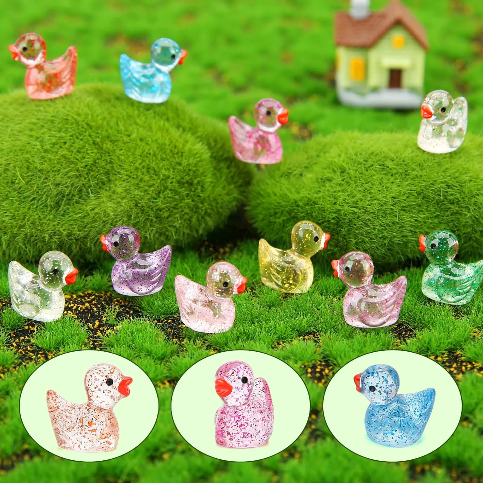 GWAHSA Mini Resin Ducks Value Pack | Colorful Tiny Small Figures for Dollhouse Fairy Garden - view 2