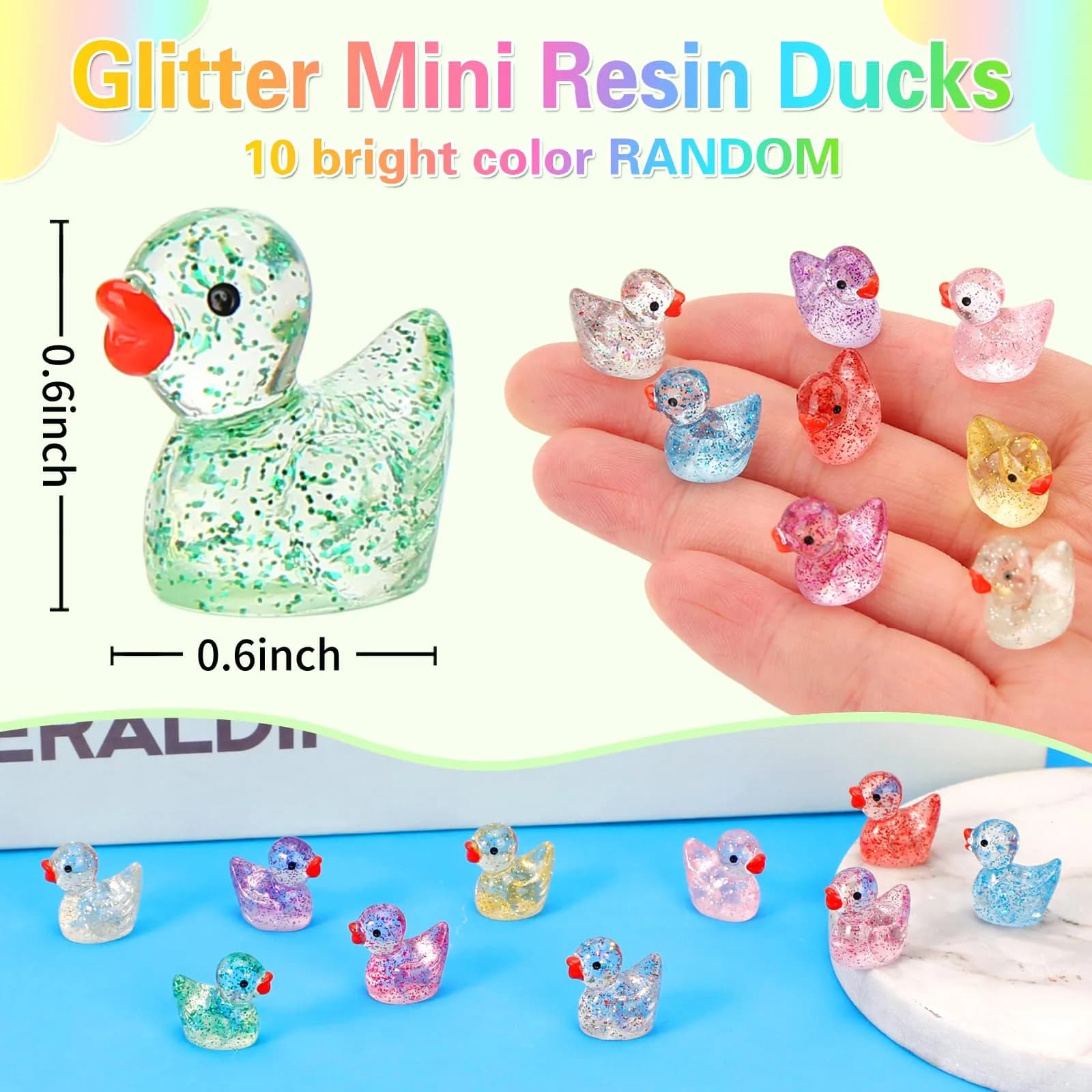 GWAHSA Mini Resin Ducks Value Pack | Colorful Tiny Small Figures for Dollhouse Fairy Garden - view 3