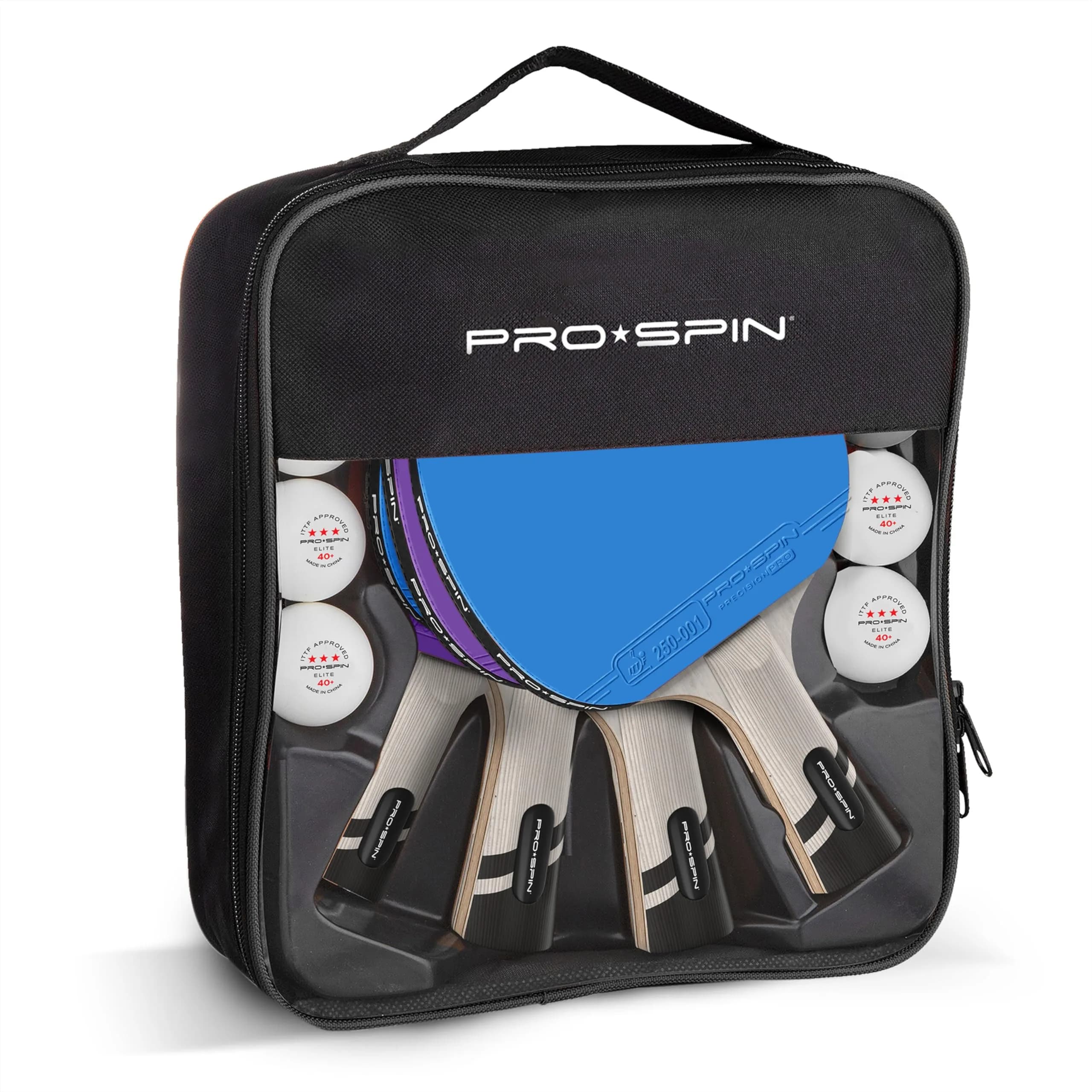 PRO-SPIN Carbon Fiber Table Tennis Rackets, 4-Pack, Blue/Violet - view 2
