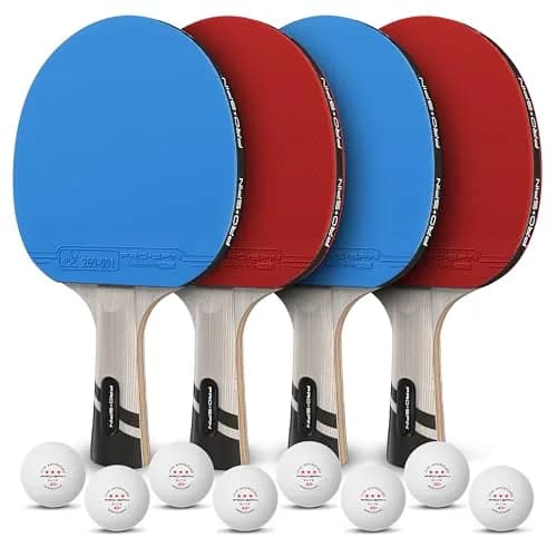 PRO-SPIN 4-Player Carbon Fiber Ping Pong Paddle Set with 8 ITTF-Approved Balls | Professional Quality Set for Spin & Control thumbnail 8