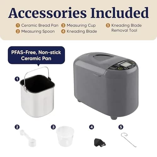 Elite Gourmet Bread Maker 2 Lb | PFAS-Free Ceramic Pan, 19 Presets, 120V thumbnail 8