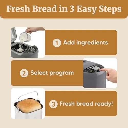 Elite Gourmet Bread Maker 2 Lb | PFAS-Free Ceramic Pan, 19 Presets, 120V thumbnail 3