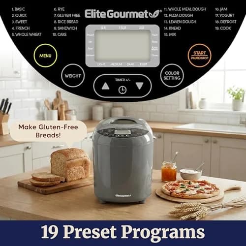 Elite Gourmet Bread Maker 2 Lb | PFAS-Free Ceramic Pan, 19 Presets, 120V thumbnail 4