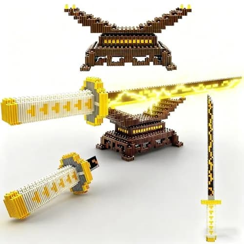Beego Yellow Lightning Demon Sword Building Kit Set with Stand | 784 Pieces Educational Toy thumbnail 1