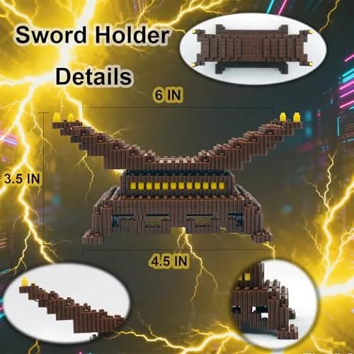 Beego Yellow Lightning Demon Sword Building Kit Set with Stand | 784 Pieces Educational Toy thumbnail 4