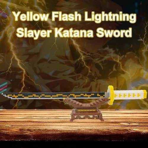 Beego Yellow Lightning Demon Sword Building Kit Set with Stand | 784 Pieces Educational Toy thumbnail 2