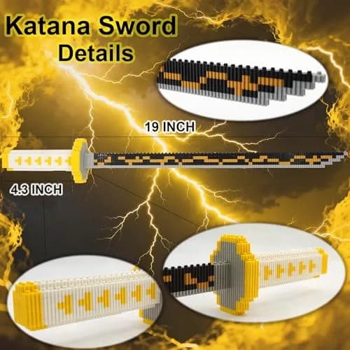 Beego Yellow Lightning Demon Sword Building Kit Set with Stand | 784 Pieces Educational Toy thumbnail 3