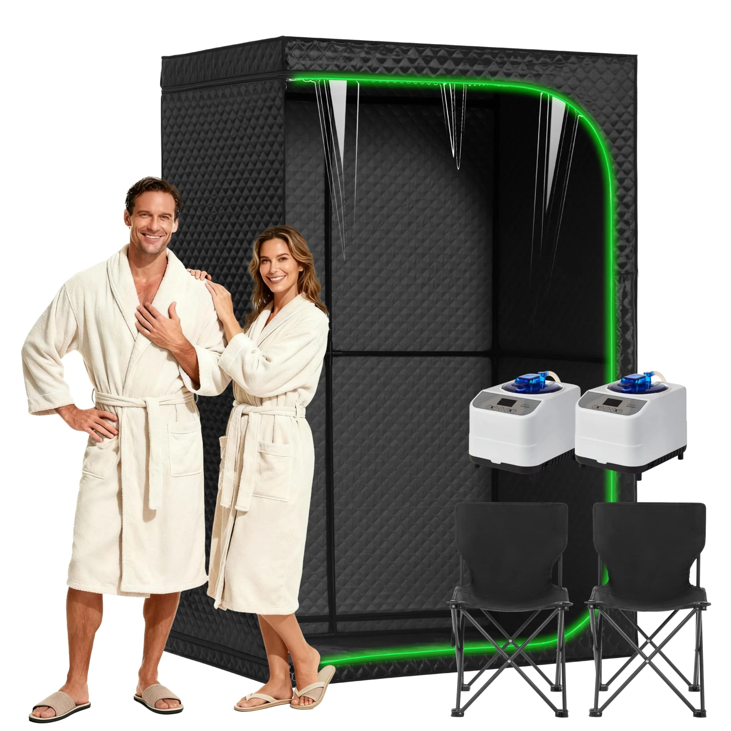 RRGFB Steam Sauna Tent for Home 2 Person-No Infrared Light Black | Portable Indoor Sauna with Powerful Steam Heating