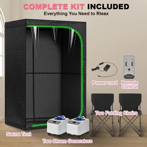 RRGFB Steam Sauna Tent for Home 2 Person-No Infrared Light Black | Portable Indoor Sauna with Powerful Steam Heating thumbnail 4