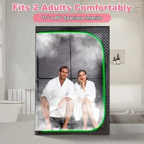 RRGFB Steam Sauna Tent for Home 2 Person-No Infrared Light Black | Portable Indoor Sauna with Powerful Steam Heating thumbnail 2