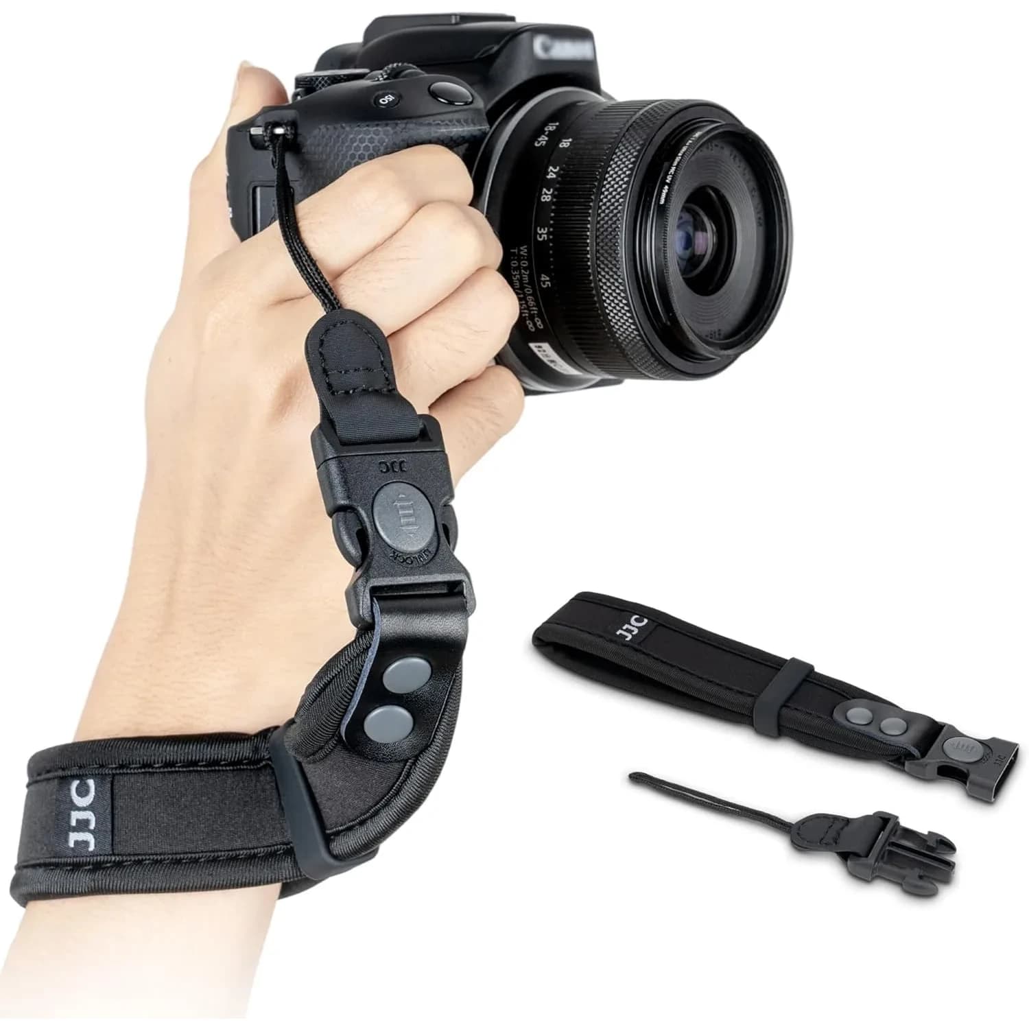 Kiorafoto Upgraded Quick Release Soft Neoprene Camera Hand Wrist Strap with Thinner Lanyard, Black | Secure Grip for Mirrorless & DSLR Cameras