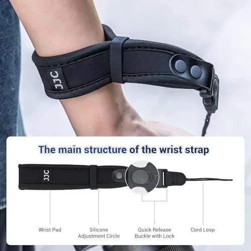 Kiorafoto Upgraded Quick Release Soft Neoprene Camera Hand Wrist Strap with Thinner Lanyard, Black | Secure Grip for Mirrorless & DSLR Cameras thumbnail 6
