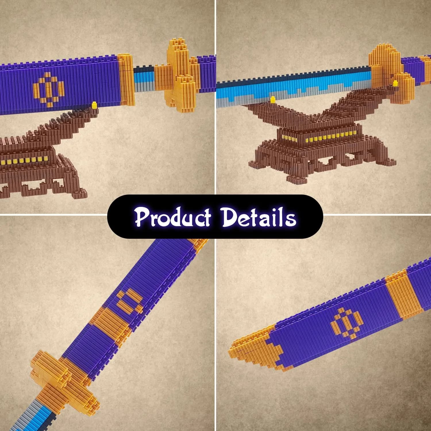 Beego Anime Swords Building Blocks Set 1444 Pieces | Zoro Yamato Katana Sword Model with Stand - view 5