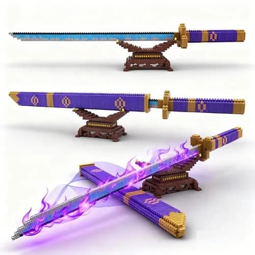 Beego Anime Swords Building Blocks Set 1444 Pieces | Zoro Yamato Katana Sword Model with Stand thumbnail 1
