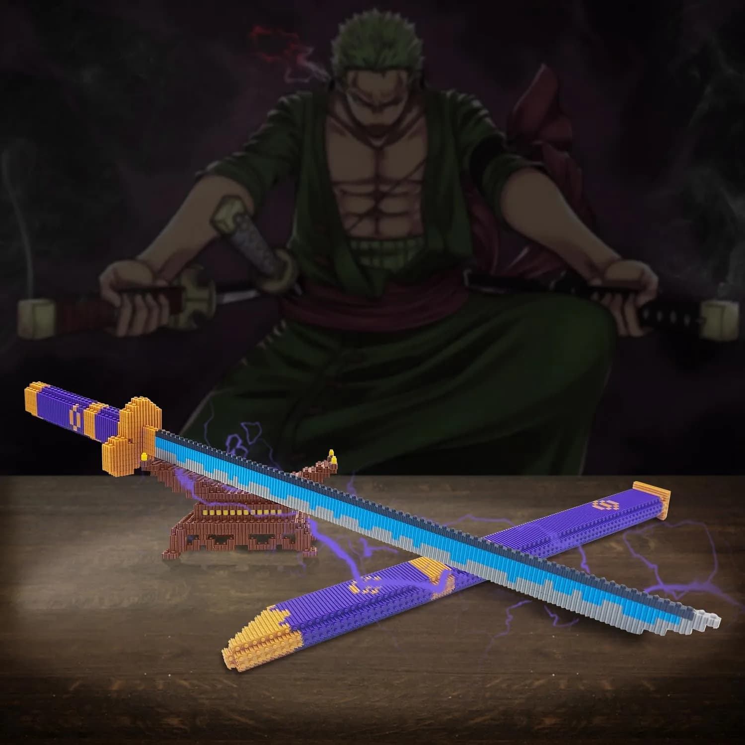 Beego Anime Swords Building Blocks Set 1444 Pieces | Zoro Yamato Katana Sword Model with Stand - view 8