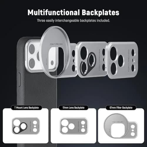 NEEWER Modular Phone Case for iPhone 17 Pro Max with MagSafe, 67mm Filter & 17mm Lens Backplates | Black + Silver thumbnail 2