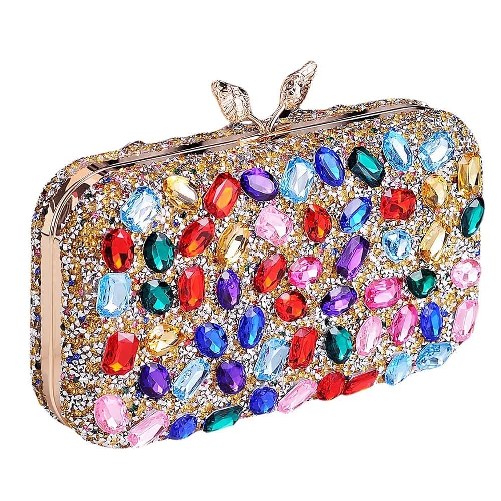 JIAN YA NA Elegant Crystal Clutch Purse for Women, Sparkling Rhinestone Evening Bag with Detachable Chain (20.1 cm / 7.9") | Versatile 3-in-1 Carrying Style - main product image