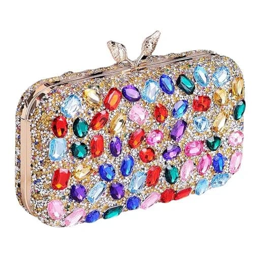 JIAN YA NA Elegant Crystal Clutch Purse for Women, Sparkling Rhinestone Evening Bag with Detachable Chain (20.1 cm / 7.9") | Versatile 3-in-1 Carrying Style thumbnail 1