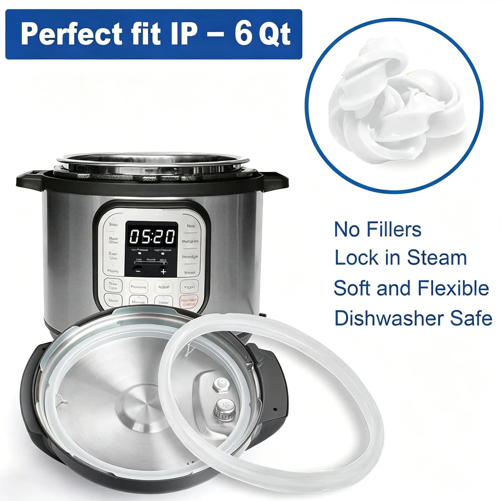Fuator Silicone Sealing Ring for Instant Pot 6Qt (2 Pack) | Float Valve Caps Included - view 8