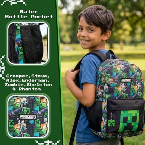 Minecraft Kids Backpack | Unisex Multicolour Graphic Bag for School & Travel thumbnail 6