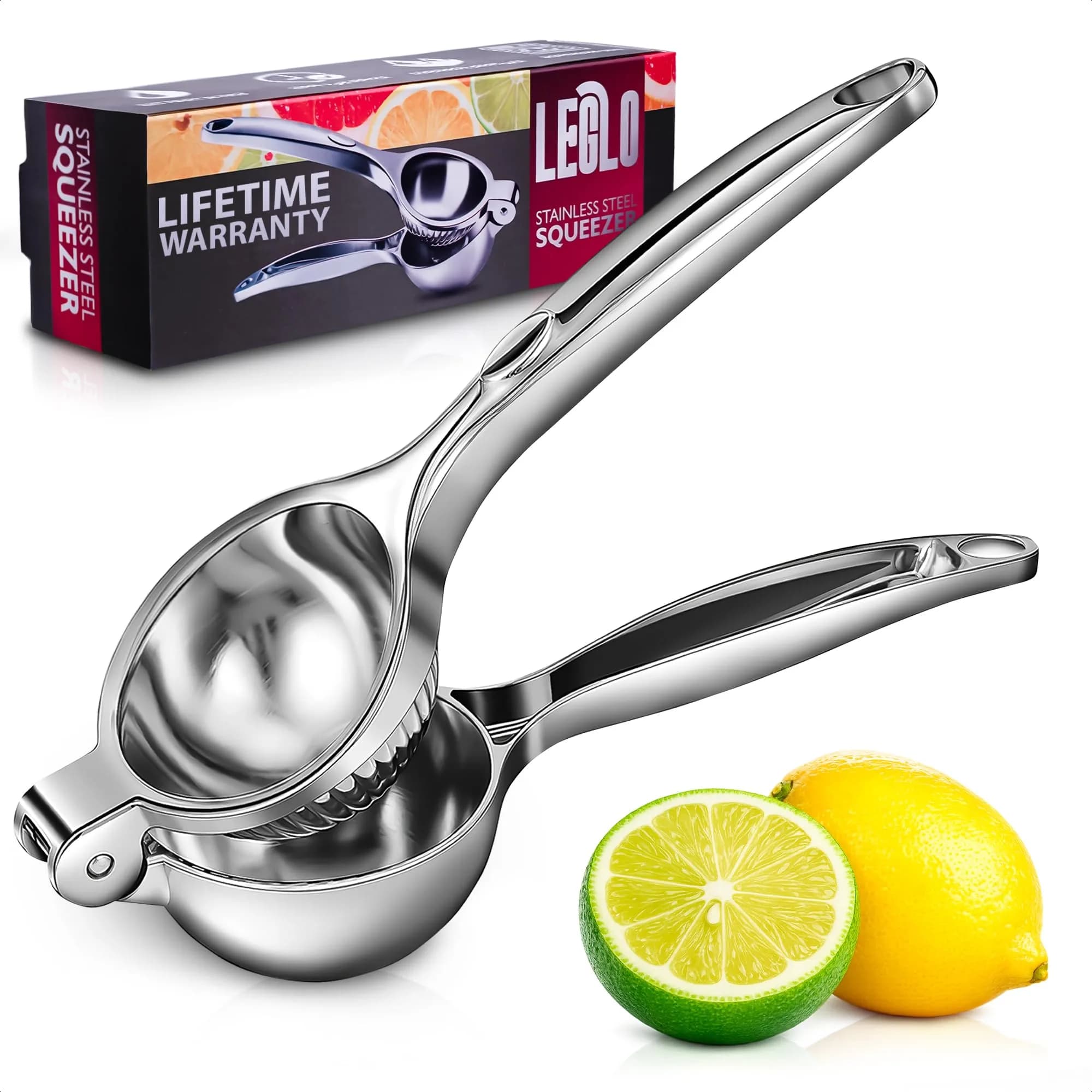 LEGLO Stainless Steel Lemon Squeezer 21cm (8.3 Inch) | Ergonomic Hand Juicer for Citrus, Limes & Oranges — Silver-medium