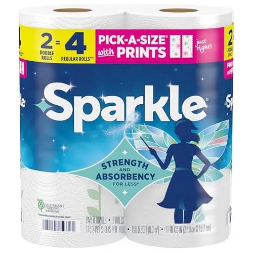 Sparkle Pick-A-Size Paper Towels, Spirited Prints, 2 Double Rolls (220 Sheets Total) | SFI Certified Sourcing thumbnail 1